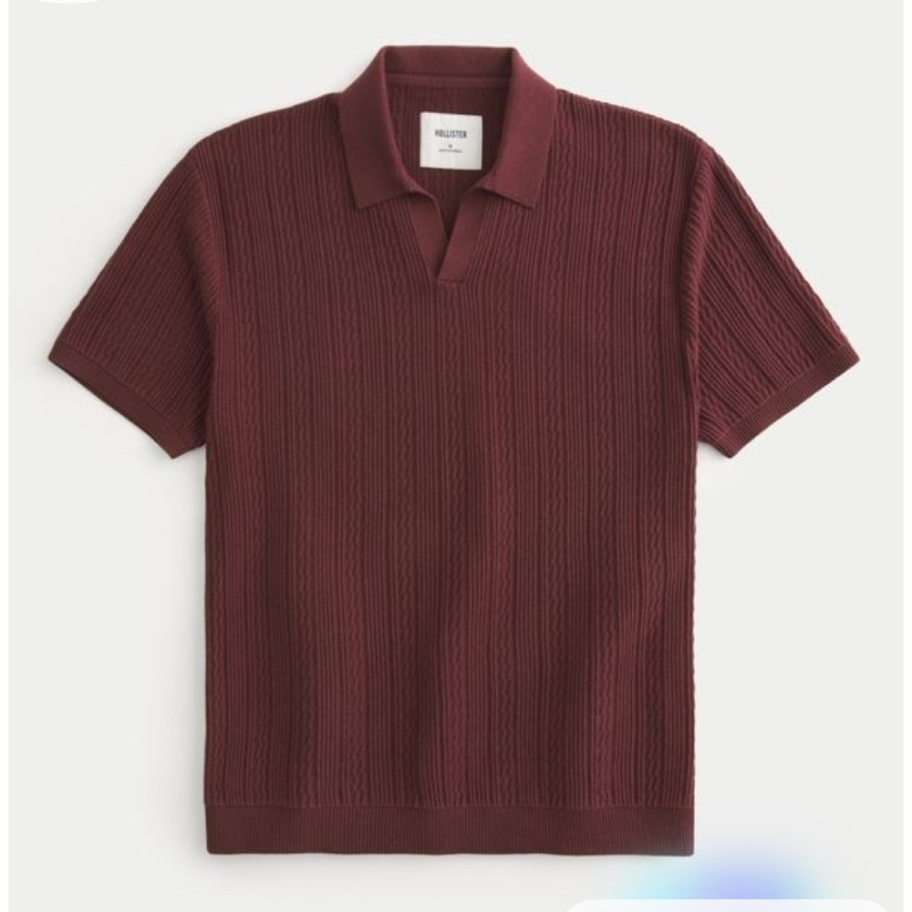 Hollister Red Polo Shirt Casual Knit Design